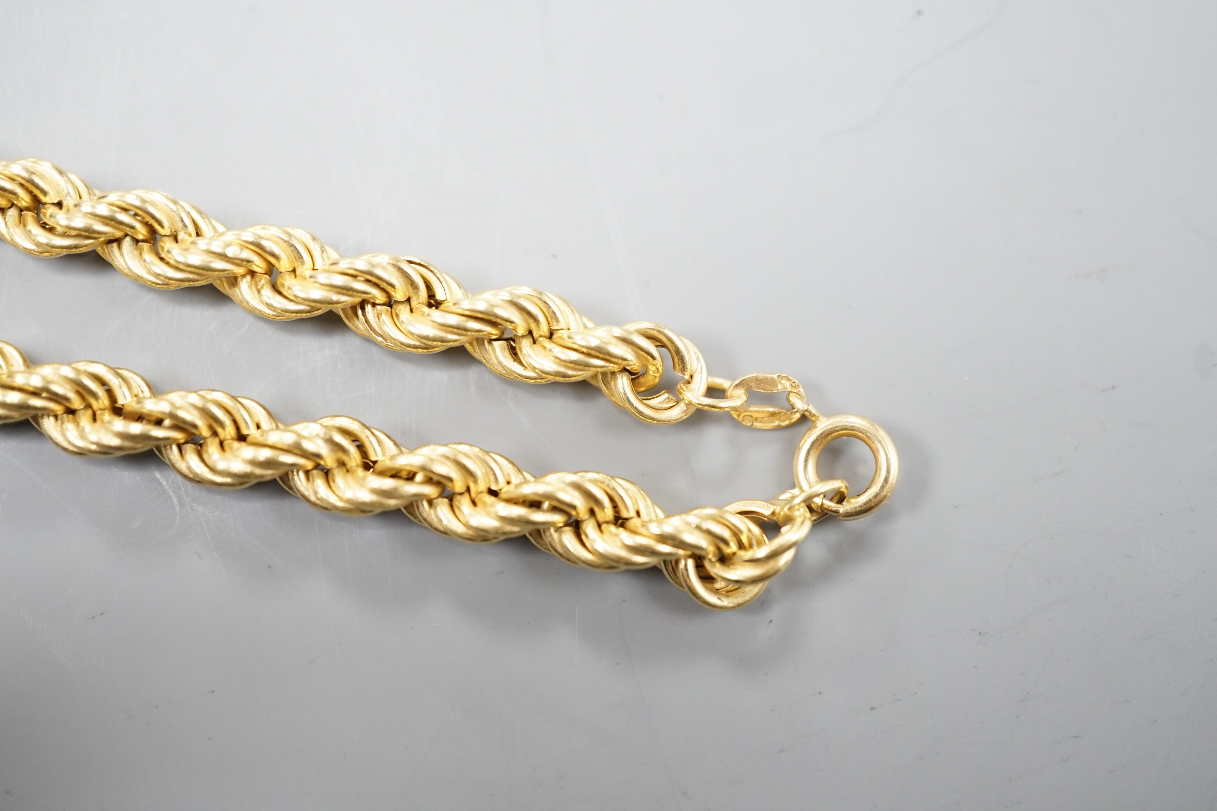 A modern 18ct gold rope twist necklace, 68cm